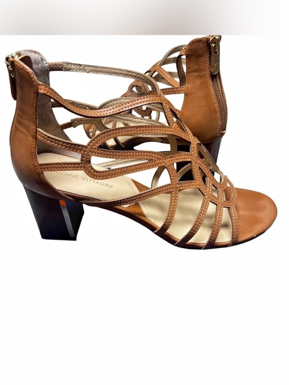 Adrienne Vittadini Pessler Strappy Heels Brown & Gold US 10 M